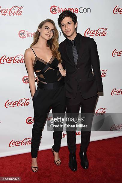 Actress Cara Delevingne and actor Nat Wolff, recipients of the Rising Stars of 2015 Award, attend The CinemaCon Big Screen Achievement Awards Brought...