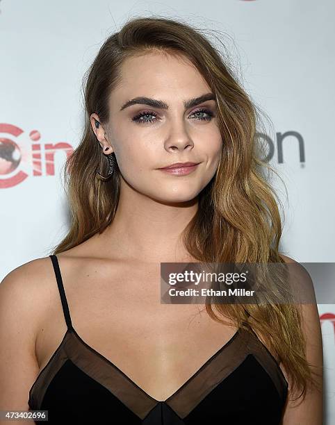 Actress Cara Delevingne, one of the recipients of the Rising Stars of 2015 Award, attends The CinemaCon Big Screen Achievement Awards Brought to you...