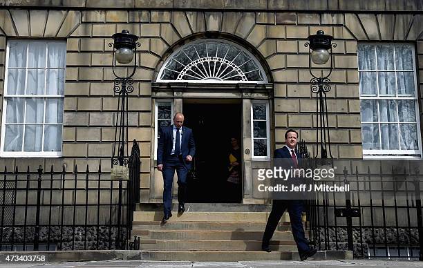 British Prime minster David Cameron leaves Bute House following a meeting with First Minister and leader of the SNP Nicola Sturgeon on May 15, 2015...