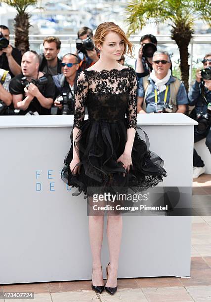 Actress Emma Stone attends the "Irrational Man" Photocall during the 68th annual Cannes Film Festival on May 15, 2015 in Cannes, France.