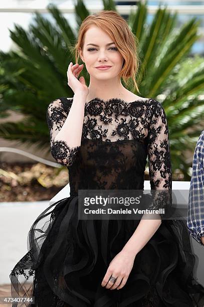 Actress Emma Stone attends the "Irrational Man" Photocall during the 68th annual Cannes Film Festival on May 15, 2015 in Cannes, France.