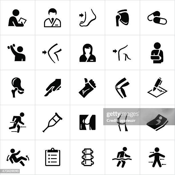 ilustraciones, imágenes clip art, dibujos animados e iconos de stock de iconos de medicina y cirugía ortopédica - cabestrillo-de-brazo