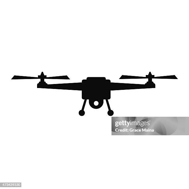 drone silhouette vector illustration - vector - drone stock illustrations