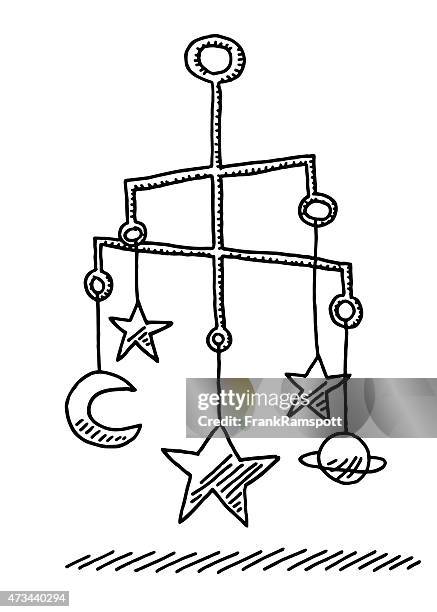 hanging baby mobile sternen und mond abbildung - one man only stock illustrations stock-grafiken, -clipart, -cartoons und -symbole