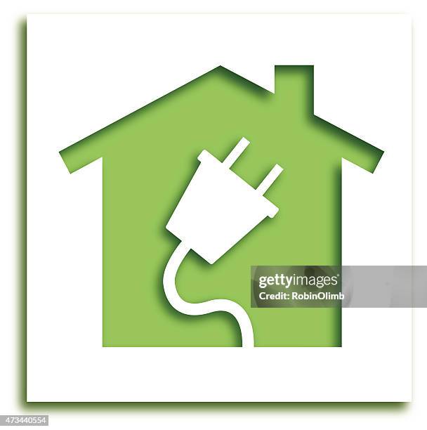 cut out plug house icon - electrical wire stock illustrations
