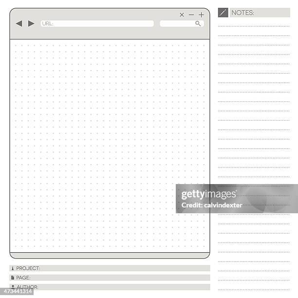 wireframe internet browser stencil with a dot grid - vertical video stock illustrations