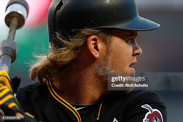 Corey Hart of the Pittsburgh Pirates bats during a game against the Philadelphia Phillies at Citizens Bank Park on May 13, 2015 in Philadelphia,...