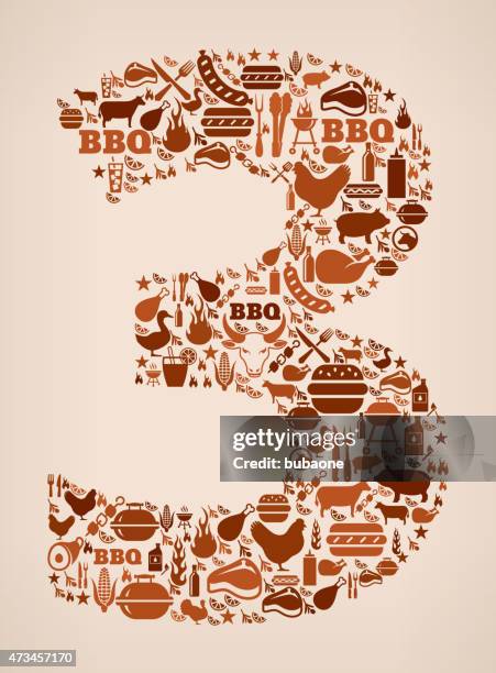 number three summer barbecue invitation vector background - flame grill background stock illustrations