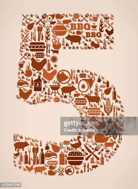 number five summer barbecue invitation vector background - flame grill background stock illustrations