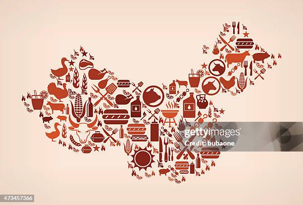 china summer barbecue invitation vector background - flame grill background stock illustrations