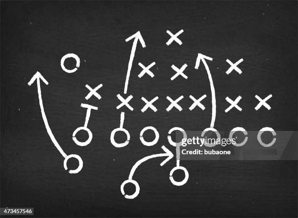 american football touchdown strategy diagram on chalkboard - american football professional player not soccer stock illustrations