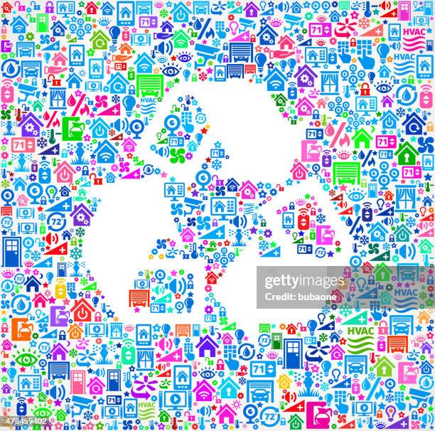recycling symbol on home automation and security vector background - holding remote control stock illustrations