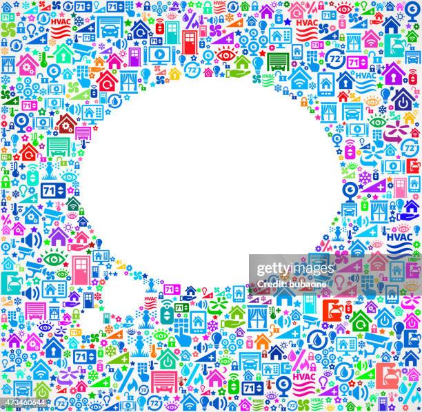 speech bubble on home automation and security vector background - computer screens multiple stock illustrations