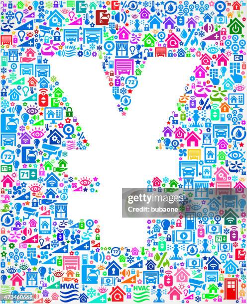 yen on home automation and security vector background - different currency notes stock illustrations
