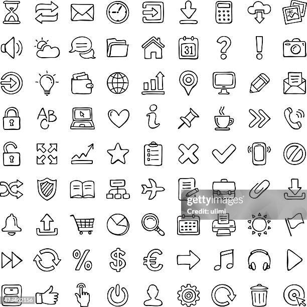 stockillustraties, clipart, cartoons en iconen met icon set. - potloodtekening