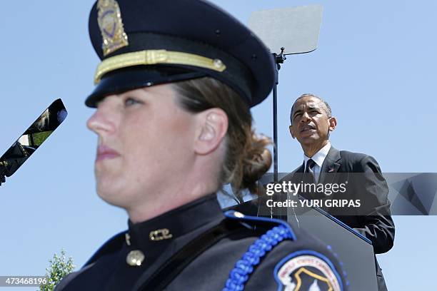 President Barack Obama delivers remarks at the 34rd Annual National Peace Officers' Memorial Service on Capitol Hill in Washington, DC on May 15,...