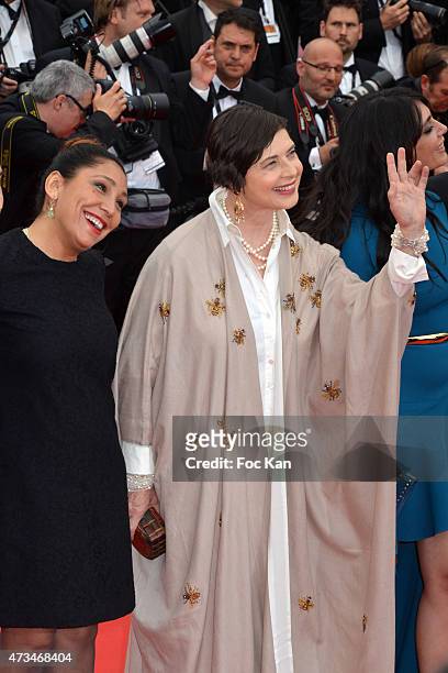 Nadine Labaki, Isabella Rossellini and Haifaa Al-Mansour attend Premiere of 'Mad Max: Fury Road' during the 68th annual Cannes Film Festival on May...