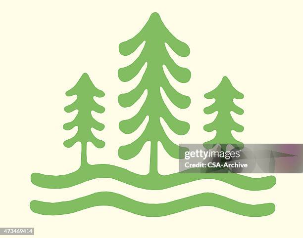 pinien trees - felsmalerei stock-grafiken, -clipart, -cartoons und -symbole