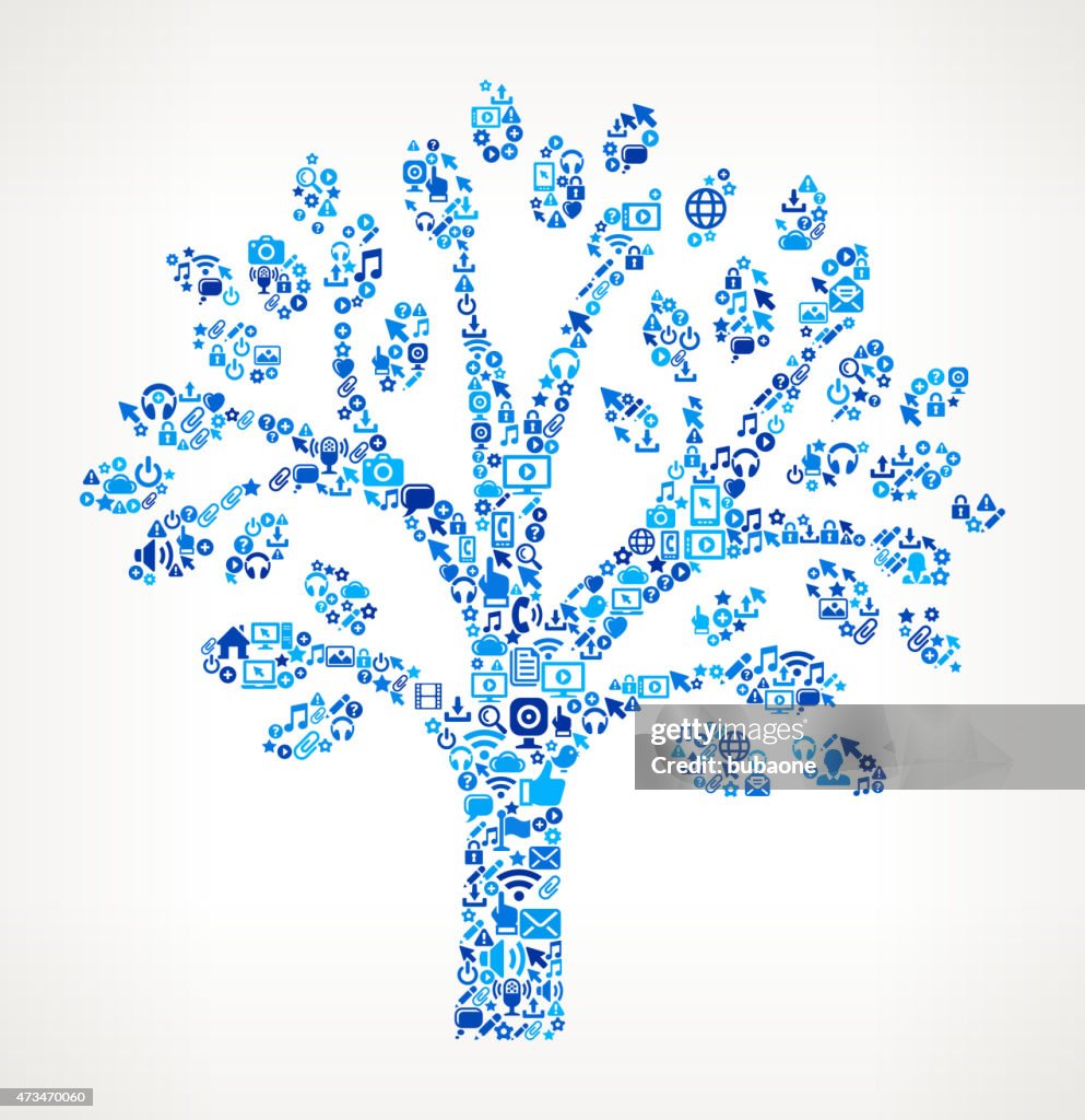 Blue Technology Tree Vector Tree On Vector Technology Pattern Background High-Res Vector Graphic ...