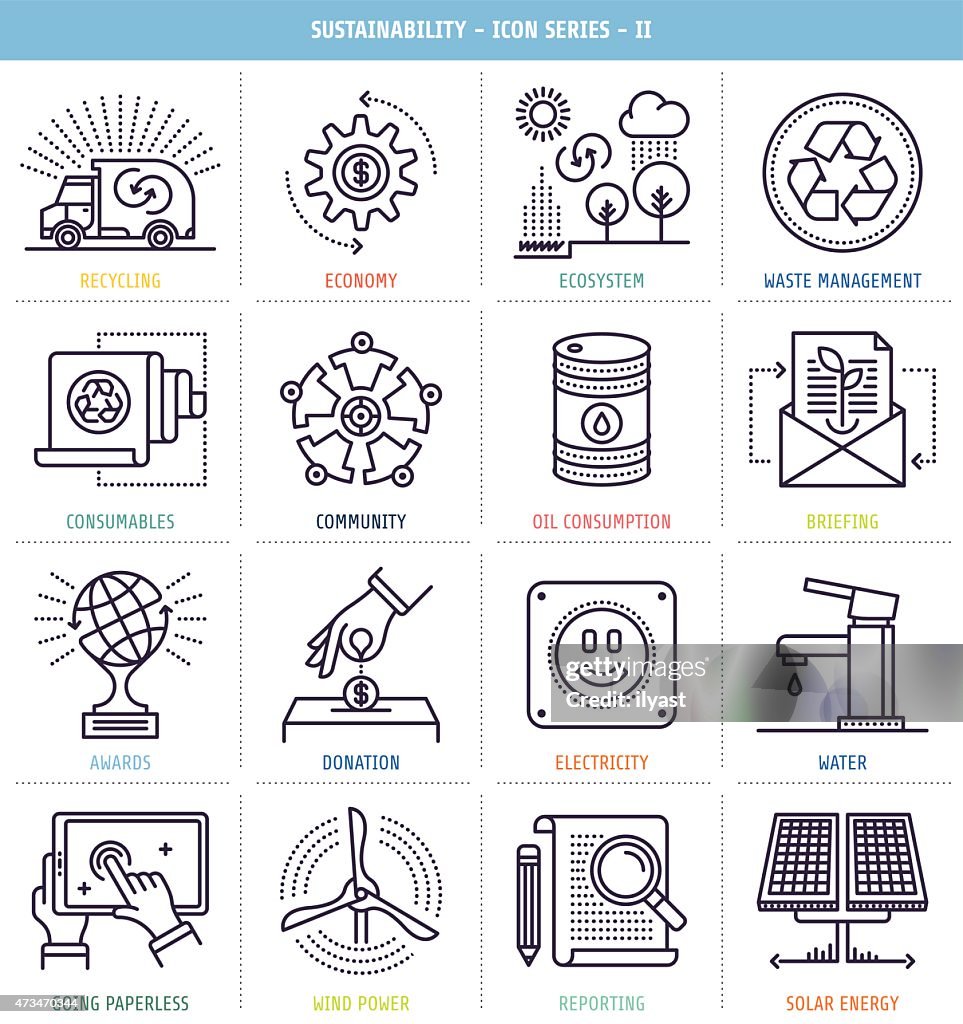 Sustainability Reporting Icons Set
