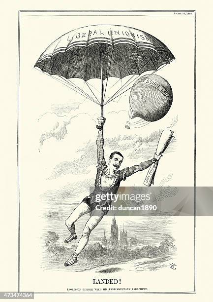 illustrations, cliparts, dessins animés et icônes de professeur ritchie avec son parachute de parlementaire - acrobate