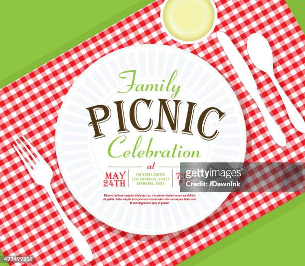 picnic invitation design template angle placesetting - picnic stock illustrations