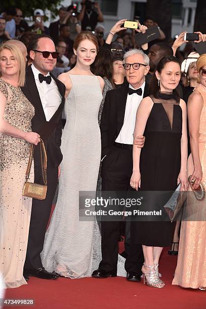 Emma Stone and Woody Allen attend the "Irrational Man" Premiere during the 68th annual Cannes Film Festival on May 15, 2015 in Cannes, France.