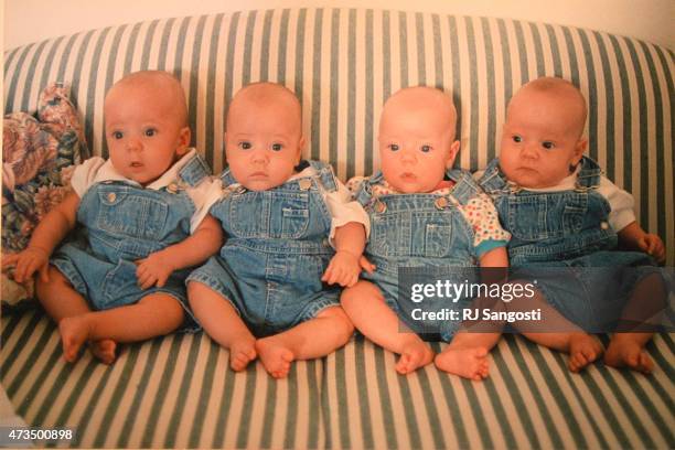 The Magoon quadruplets, from left, Mitch, Mike, Maddie, and Matt, in a family photo at 6-months-old.