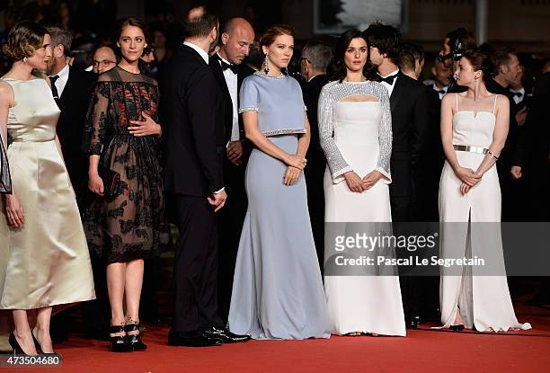 Angeliki Papoulia,Ariane Labed,Yorgos Lanthimos,Lea Seydoux,Rachel Weisz, Ben Whishaw and Jessica Barden attend the Premiere of "The Lobster" during...