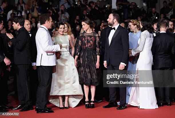 John C. Reilly, Angeliki Papoulia, Ariane Labed, Yorgos Lanthimos , Lea Seydoux and Rachel Weisz attend the "Lobster" Premiere during the 68th annual...