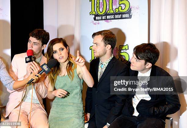 Musicians Jamie Sierota, Sydney Sierota, Noah Sierota, and Graham Sierota of Echosmith at Radio Row during the 2015 Billboard Music Awards at MGM...