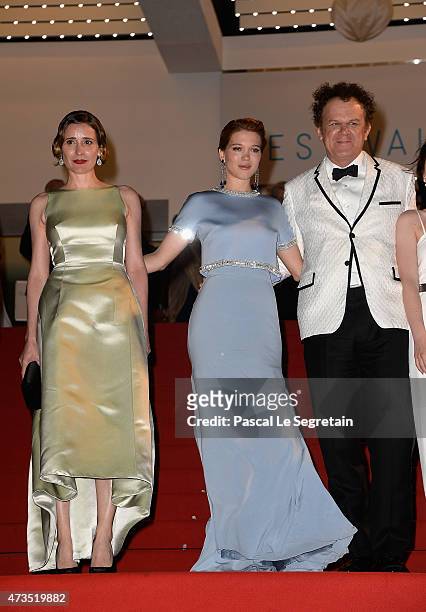 Angeliki Papoulia,Lea Seydoux and John C. Reilly attend the Premiere of "The Lobster" during the 68th annual Cannes Film Festival on May 15, 2015 in...