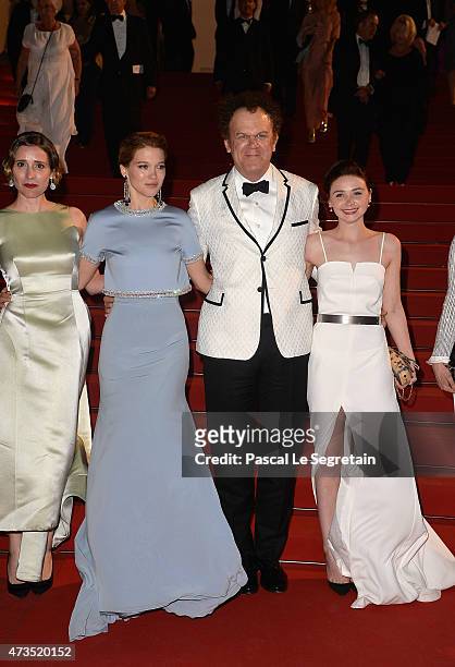 Angeliki Papoulia ,Lea Seydoux,John C. Reilly and Jessica Barden attend the Premiere of "The Lobster" during the 68th annual Cannes Film Festival on...