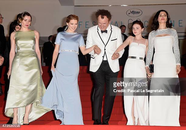 Angeliki Papoulia ,Lea Seydoux,John C. Reilly,Jessica Barden and Rachel Weisz attend the Premiere of "The Lobster" during the 68th annual Cannes Film...