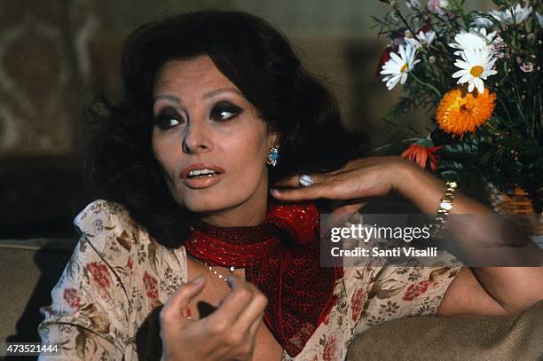 Sofia Loren wearing a Rolex watch poses for a photo on March 15, 1979 in New York, New York.