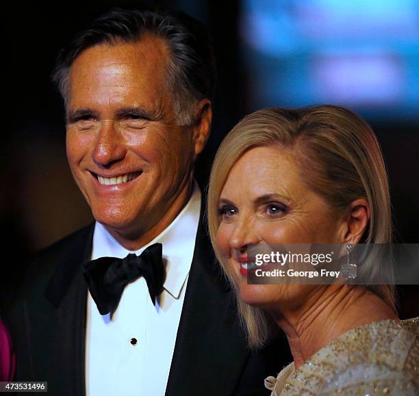 Mitt Romney, and his wife Ann Romney, arrive for Romney's fight against Evander Holyfield in a charity boxing event on May 15, 2015 in Salt Lake...