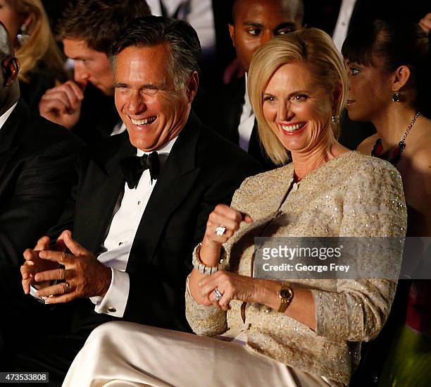 Mitt Romney, and his wife Ann Romney, joke around before Romney's and Holyfield's charity boxing event on May 15, 2015 in Salt Lake City, Utah. The...