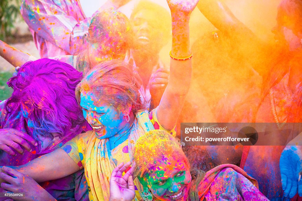 Friends Celebrating Holi Festival in India