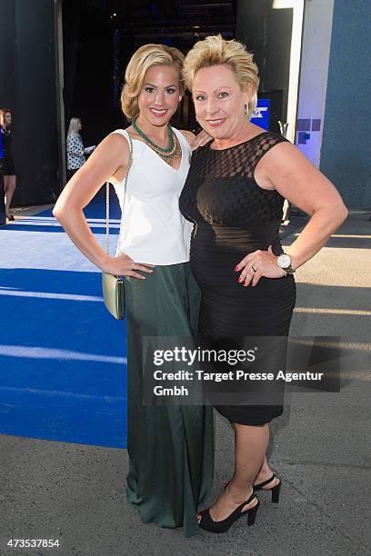 Angelina Heger and her mother Manuela attend the Maybelline celebration of its 100th anniversary at Kraftwerk on May 15, 2015 in Berlin, Germany.