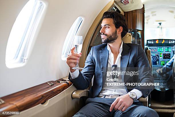 first class of private jet airplane - first class flight stock pictures, royalty-free photos & images