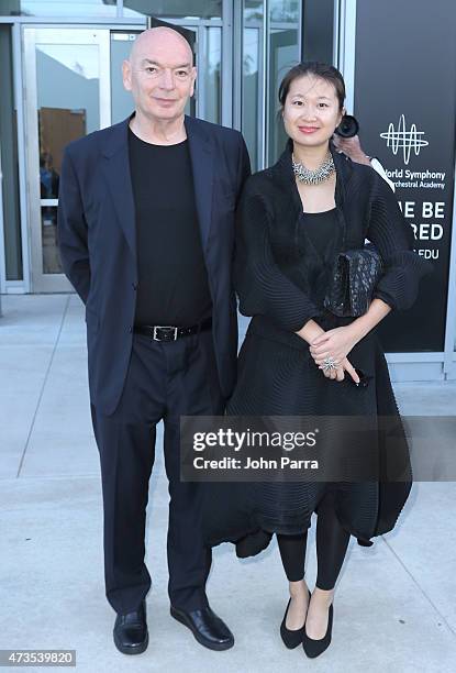 Jean Nouvel and Lida Guan during Pritzker Architecture Prize 2015 at New World Symphony on May 15, 2015 in Miami Beach, Florida.