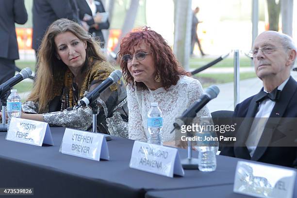 Benedetta Tagliabue, Kristin Feireiss and Stephen Breyer during Pritzker Architecture Prize 2015 at New World Symphony on May 15, 2015 in Miami...
