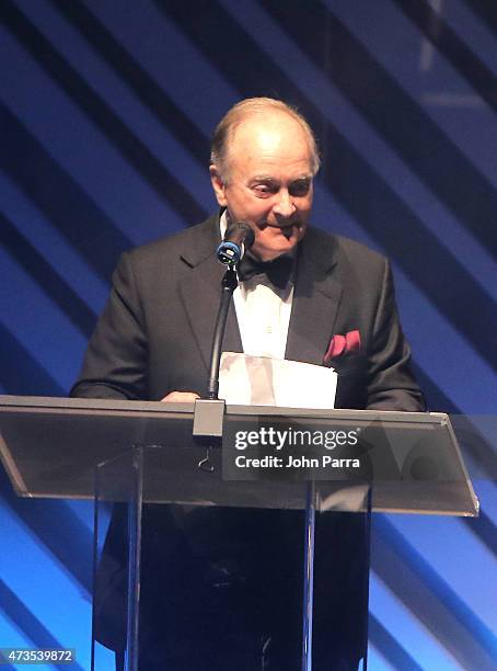 Lord Peter Palumbo speaks during Pritzker Architecture Prize 2015 at New World Symphony on May 15, 2015 in Miami Beach, Florida.