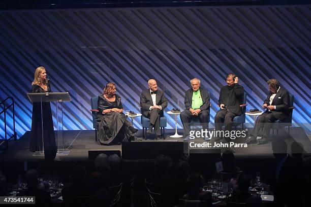 Martha Thorne, Zaha Hadid, Lord Norman Foster, Lord Richard Rogers, Shigeru Ban and Francesco Dal Co onstage during Pritzker Architecture Prize 2015...