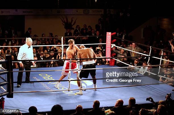 Mitt Romney and Evander Holyfield fight in a charity boxing event on May 15, 2015 in Salt Lake City, Utah.The event was held to raise money for...