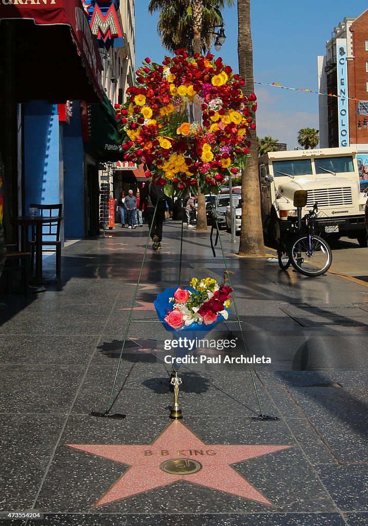 Flowers Placed On The Hollywood Walk Of Fame Star Of B.B. KING
