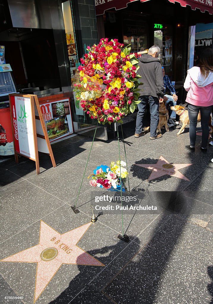 Flowers Placed On The Hollywood Walk Of Fame Star Of B.B. KING