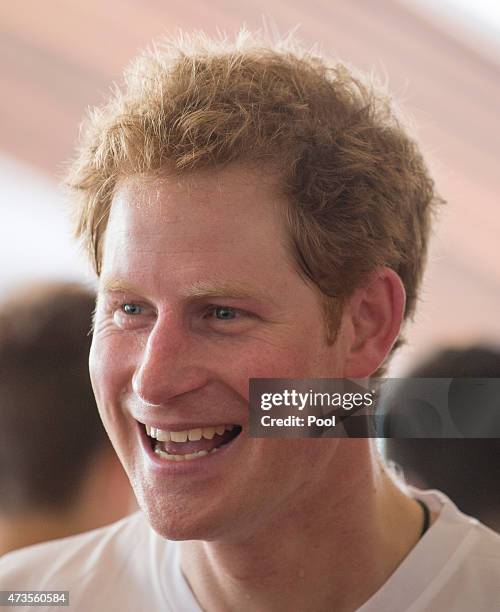 Prince Harry plays five a side football game in The Cloud on Auckland's waterfront during a 2015 FIFA U-20 event on May 16, 2015 in Auckland, New...