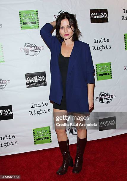 Actress Augie Duke attends the premiere of "Miles To Go" at Arena Cinema Hollywood on May 15, 2015 in Hollywood, California.