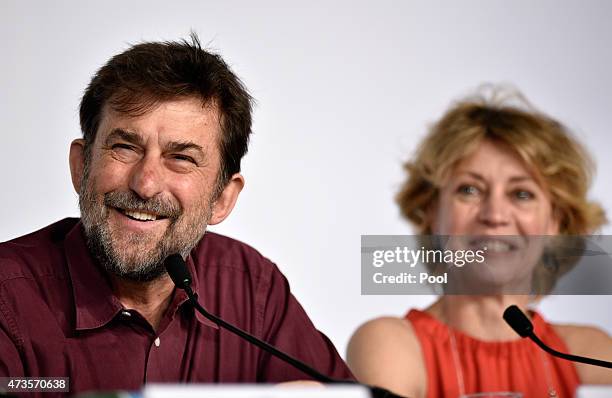 Director Nanni Moretti and Margherita Buy attend the press conference for "Mia Madre" during the 68th annual Cannes Film Festival on May 16, 2015 in...